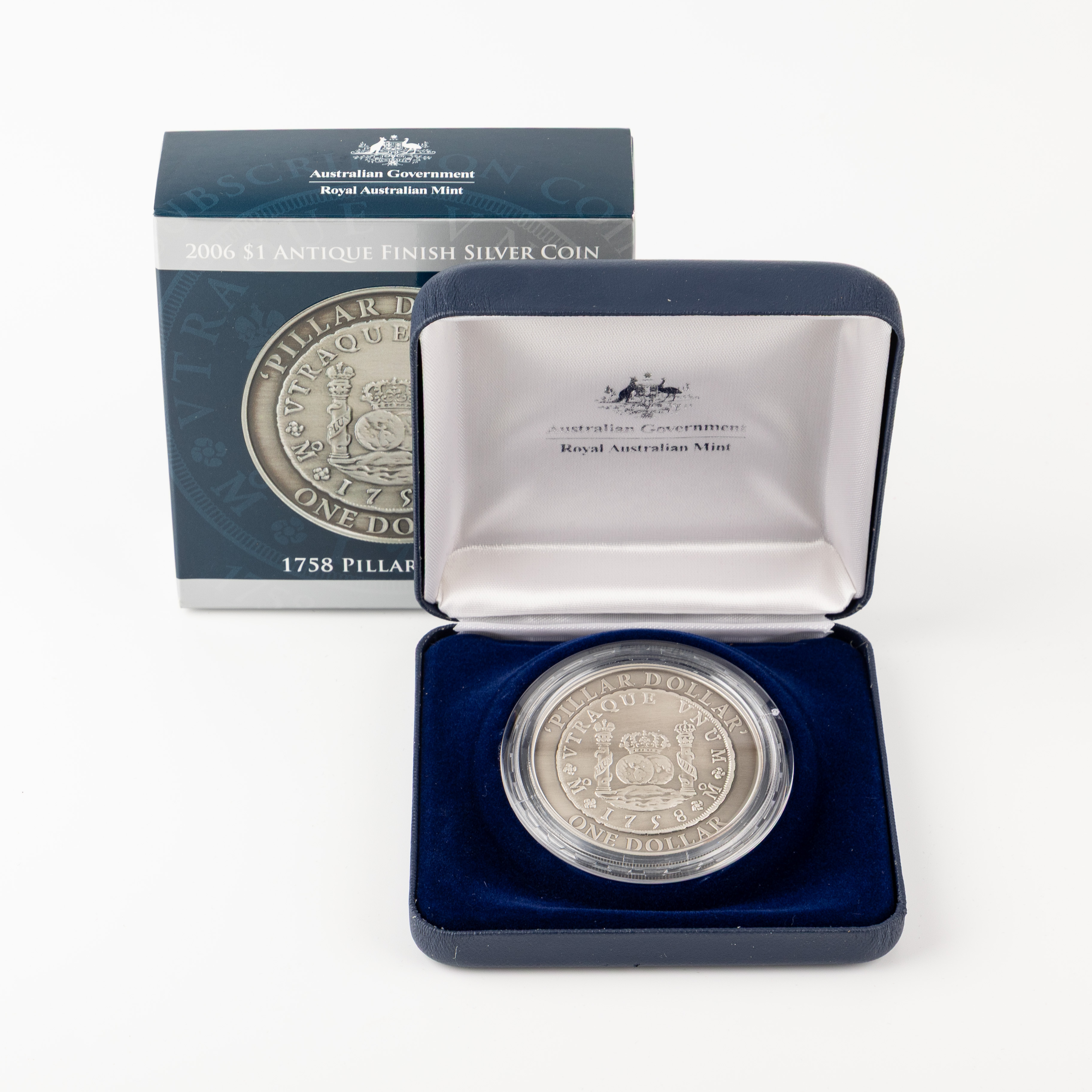 Pillar Dollar Antique Finish Silver Coin, One Dollar, 2006