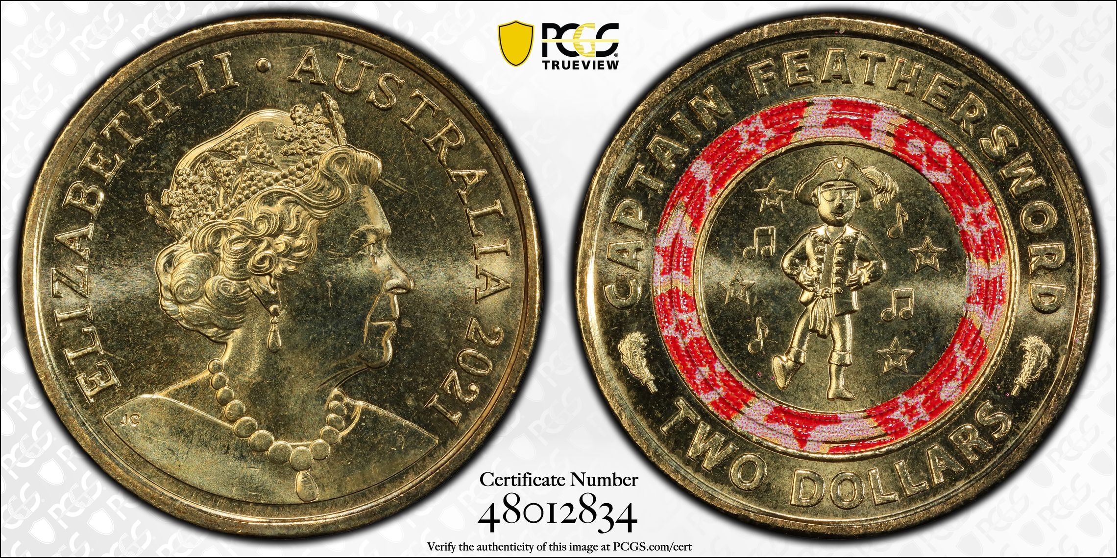 Elizabeth II, Wiggles - Capt. Feathersword, Two Dollar, 2021, PCGS MS65