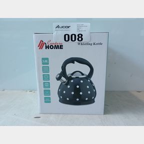 CONDERE - STAINLESS STEEL WHISTLING STOVETOP KETTLE - WHITE - 3L - STAINLESS STEEL WHISTLING KETTLE WITH ERGONOMIC HANDLE LARGE