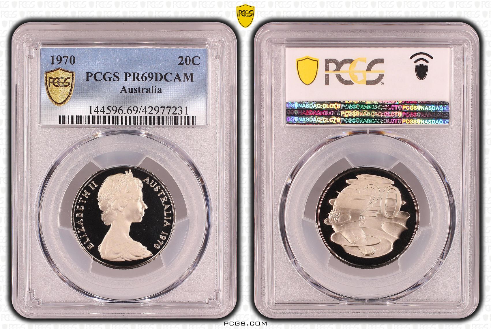 1970 Australia Twenty Cent, 20c PCGS - PR69DCAM -231
