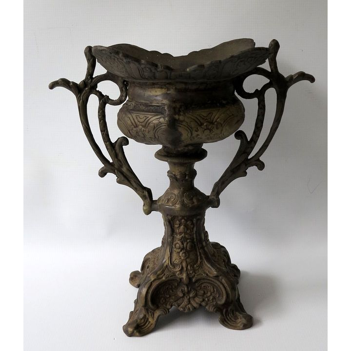 HEAVY CAST METAL TWO-HANDLED VASE