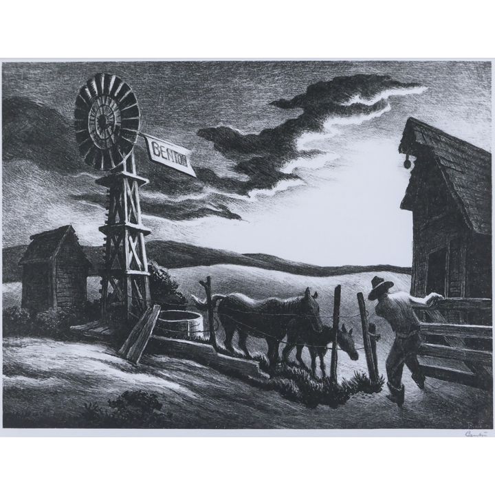 Thomas Hart Benton ''Arkansas Evening'' 1941 Lithograph