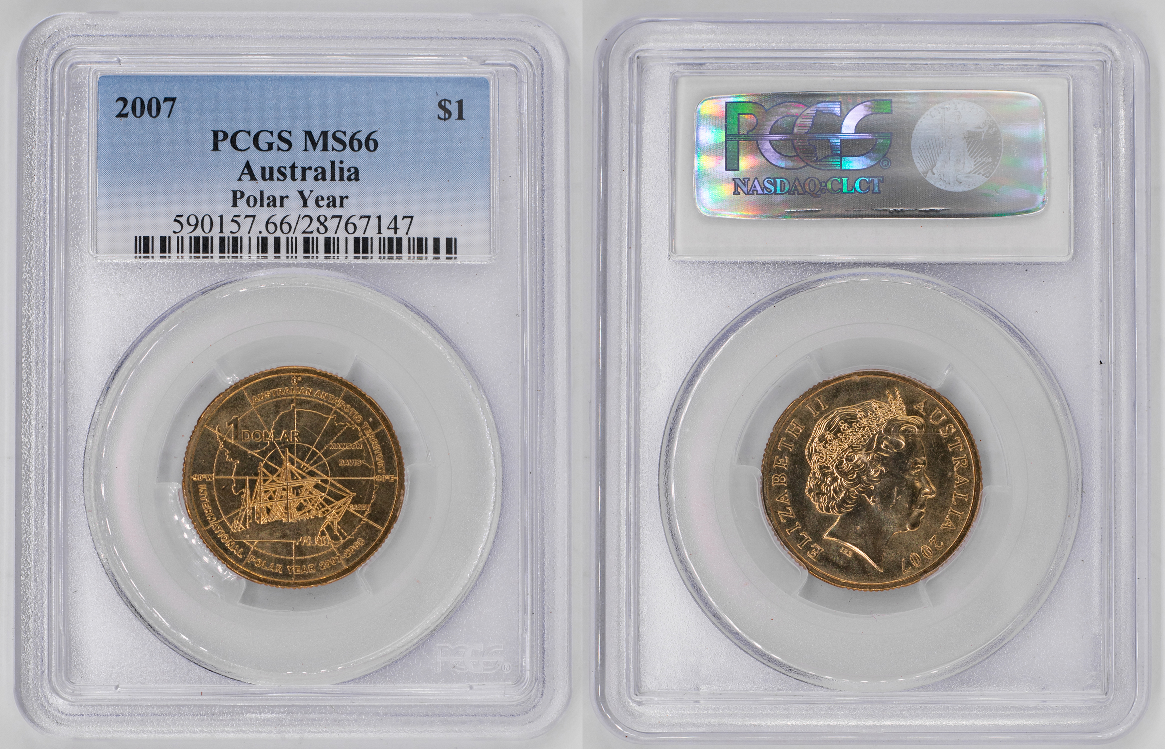 Elizabeth II, Polar Year, One Dollar, 2007, PCGS MS66