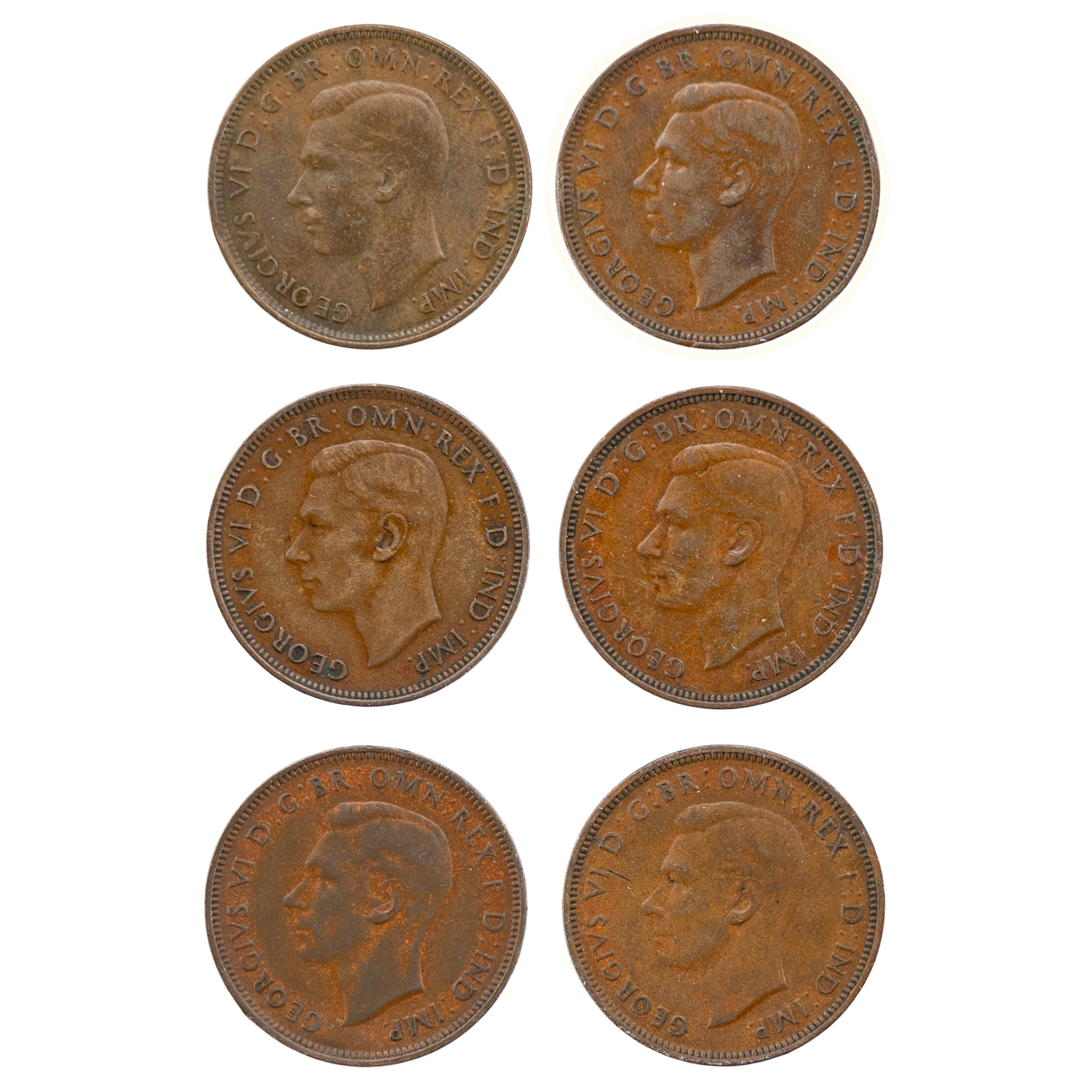 George VI, Halfpenny, 1939, F - VF