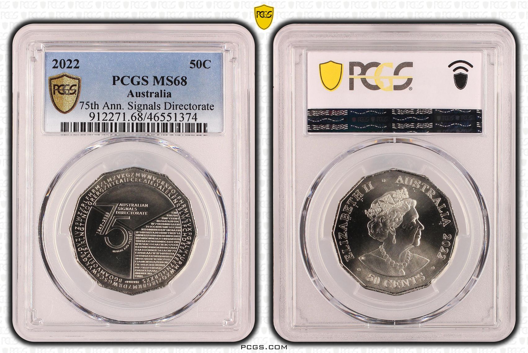 75th Ann. Signals Directorate , Fifty Cent, 2022, PCGS MS68