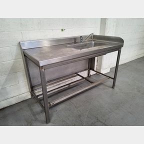 Stainless steel prep bench with mercer sink & faucet