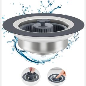 OUNIC UPGRADED 3-IN-1 KITCHEN SINK DRAIN STRAINER, 304 STAINLESS STEEL KITCHEN SINK STOPPER, POP-UP SINK STOPPER WITH STRAINER BAS