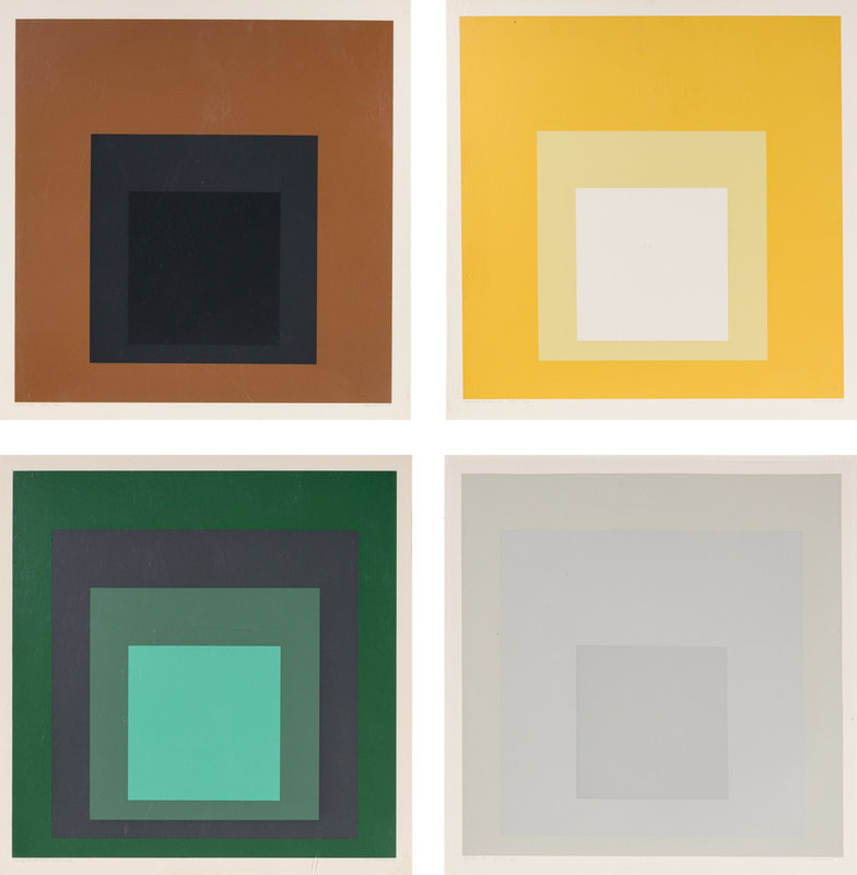 Josef Albers
(American/German, 1888-1976)
A group of four prints from Die Oberfläche (Attic; Silent; Opalescent; Chrysoprase), 1965