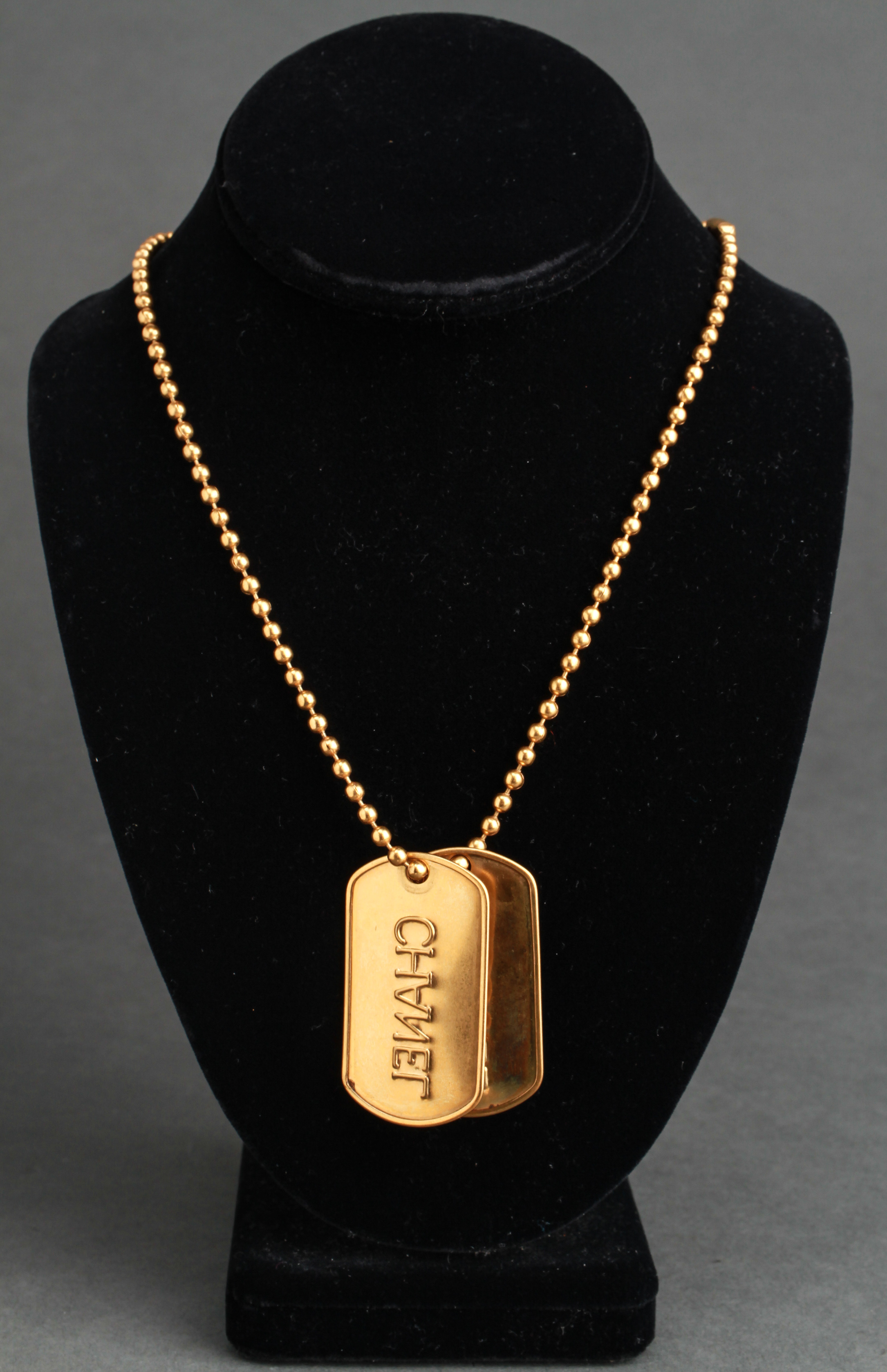 Chanel Double Dog Tag Pendant Gold-Tone 