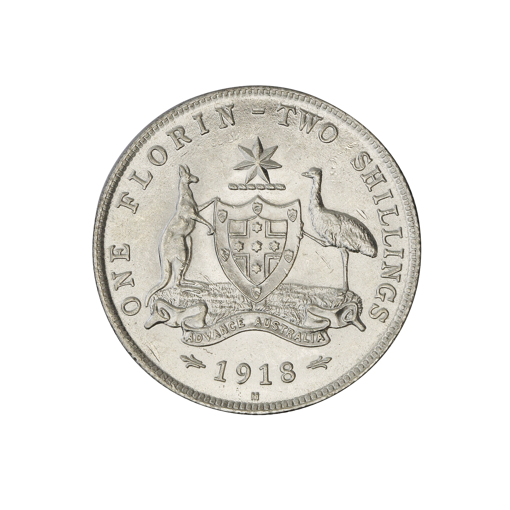 George V, Florin, 1918-M, UNC