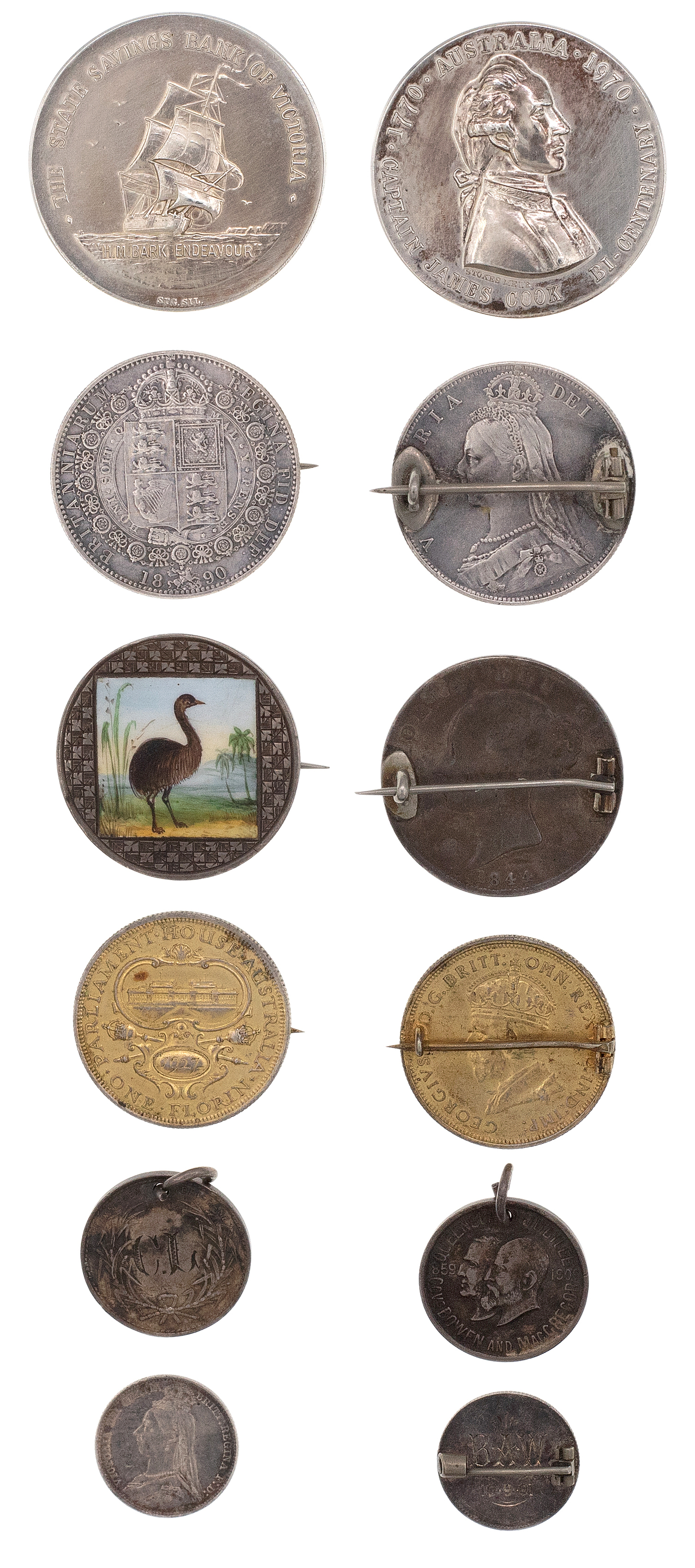 Enameled Coin Brooch, 1844, VGC