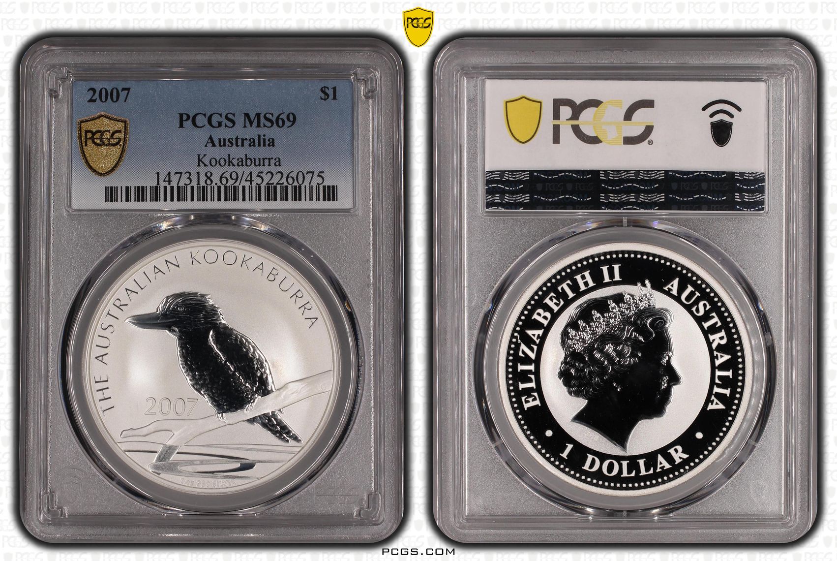 2007 Australia One Dollar, $1 Kookaburra PCGS - MS69 -075
