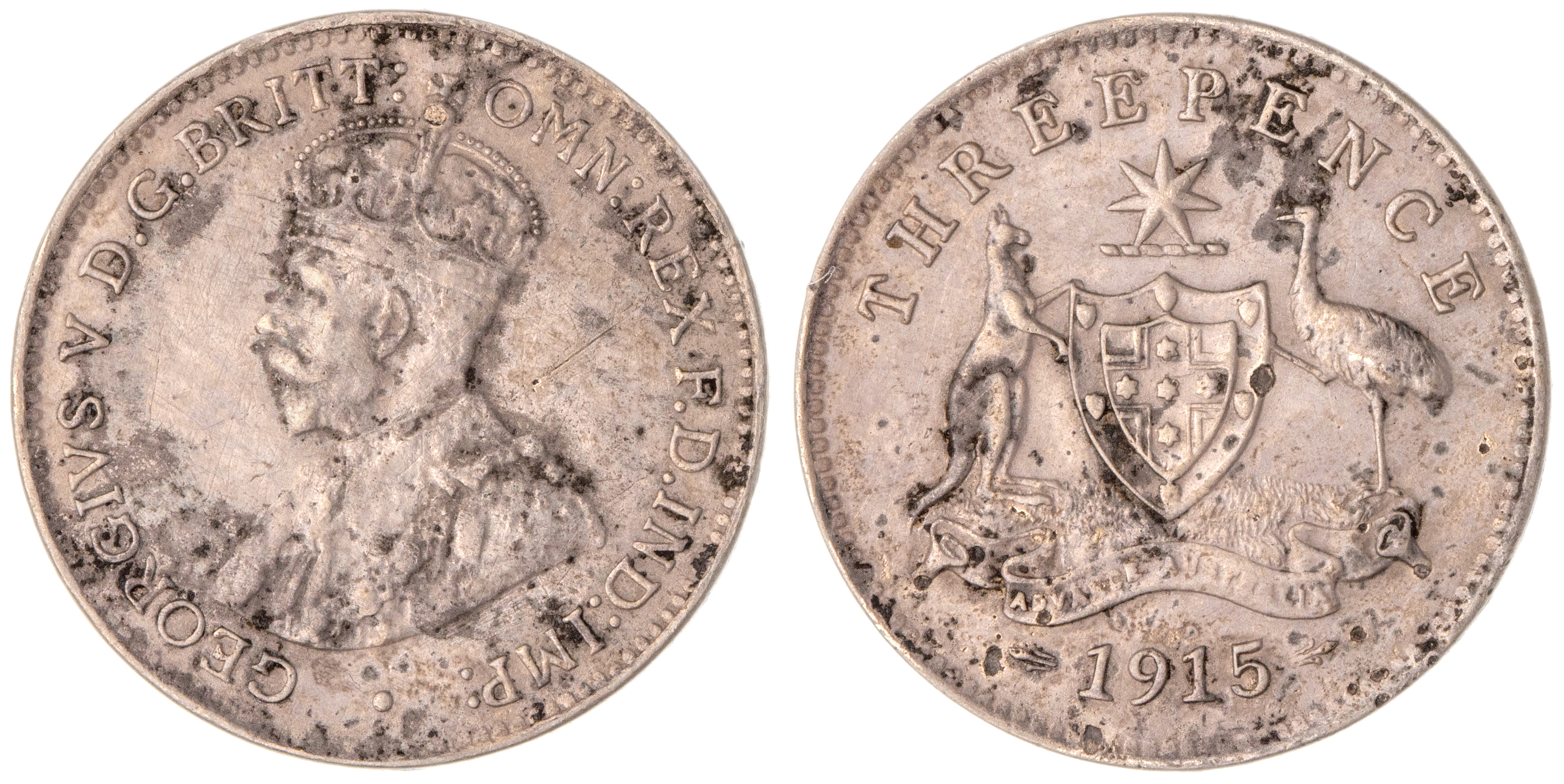 George V, Threepence, 1915, VF