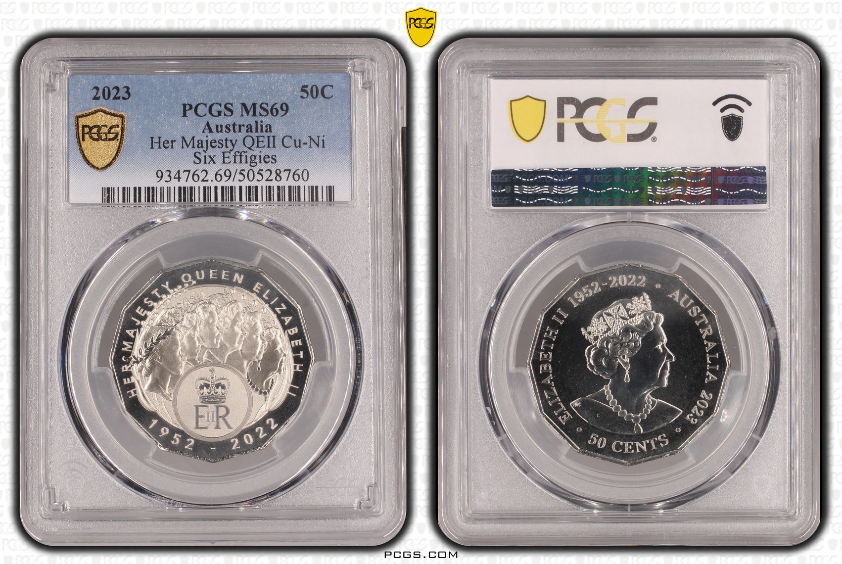 428 · Her Majesty QEII Cu-Ni, Fifty Cent, 2023, PCGS MS69
