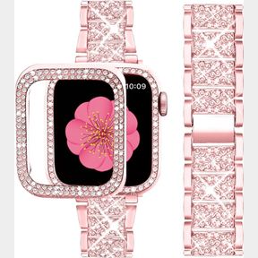 SUPOIX COMPATIBLE WITH APPLE WATCH BAND + CASE, WOMEN JEWELRY BLING DIAMOND METAL STRAP & 2 PACK BUMPER FRAME COVER CASE FOR IWATC