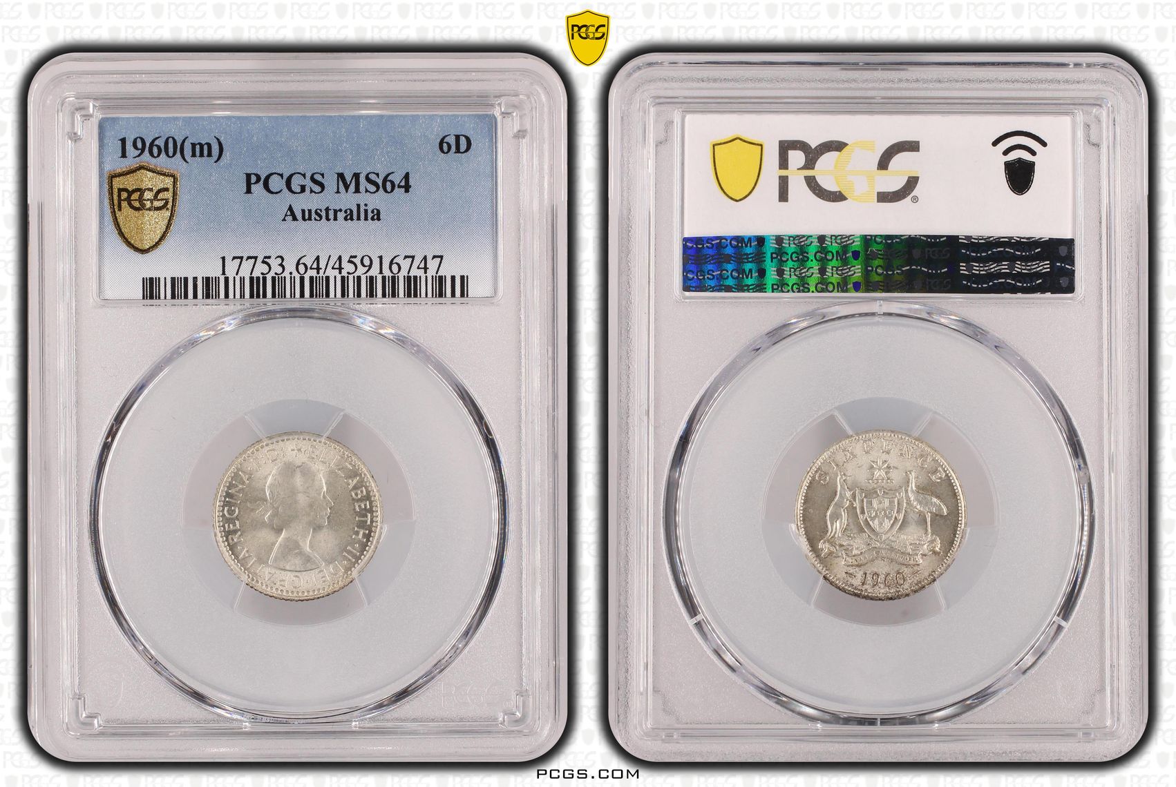 1960(m) Australia Sixpence PCGS - MS64 -747