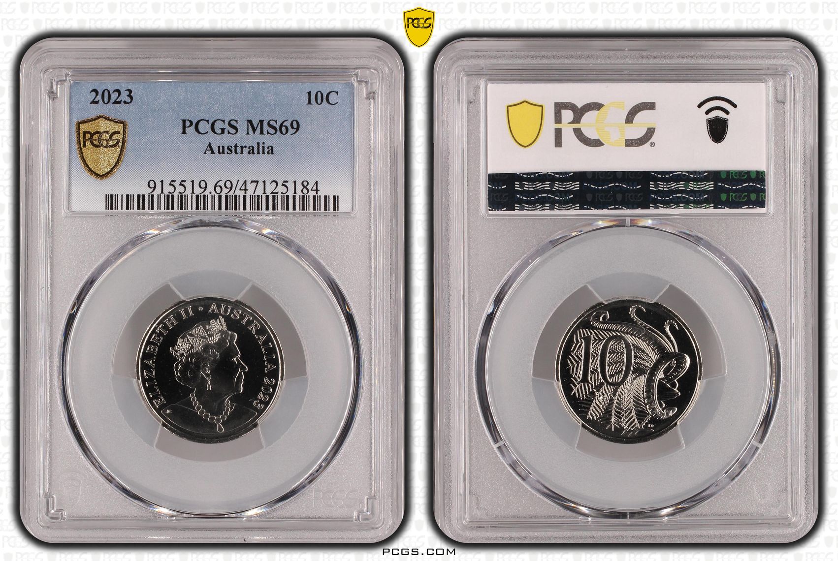 Elizabeth II, Ten Cent, 2023, PCGS MS69