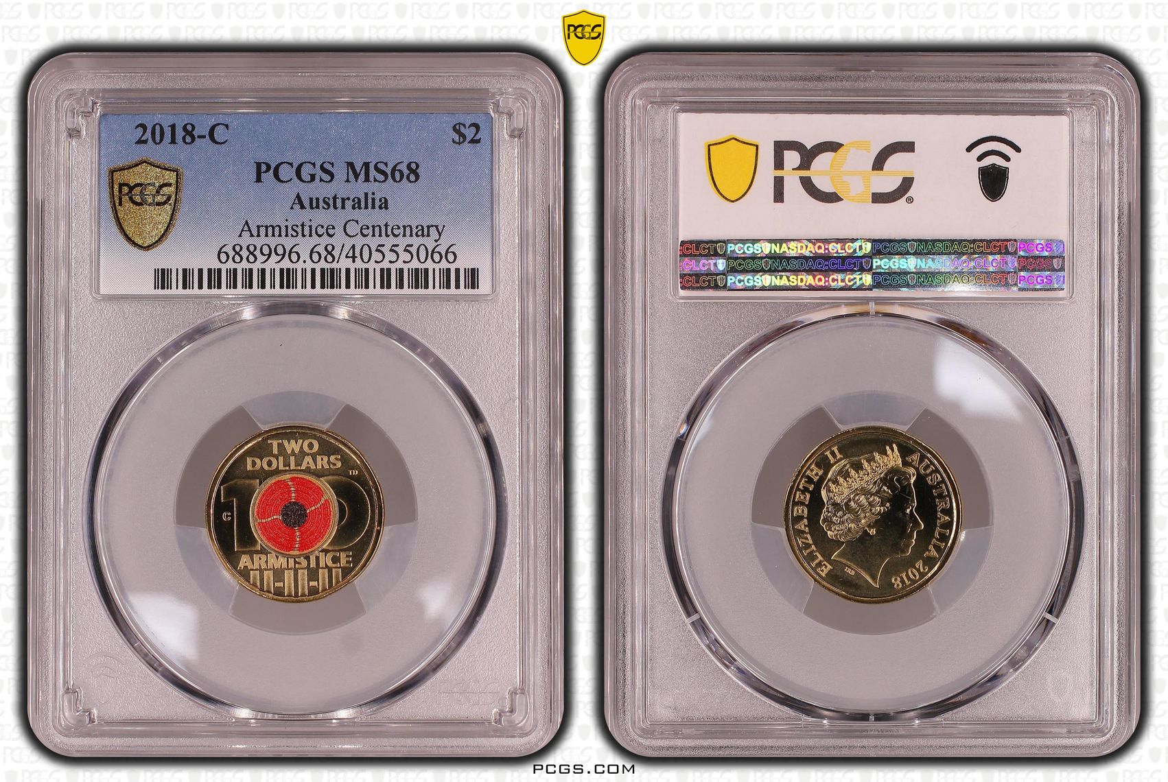 Armistice Centenary Colorized, Two Dollar, 2018-C, PCGS MS68