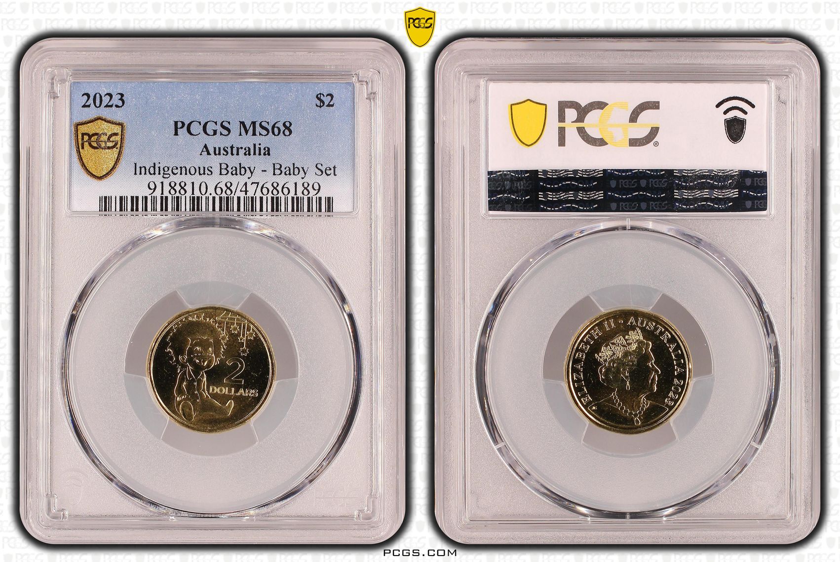 Elizabeth II, Indigenous Baby - Baby Set, Two Dollar, 2023, PCGS MS68