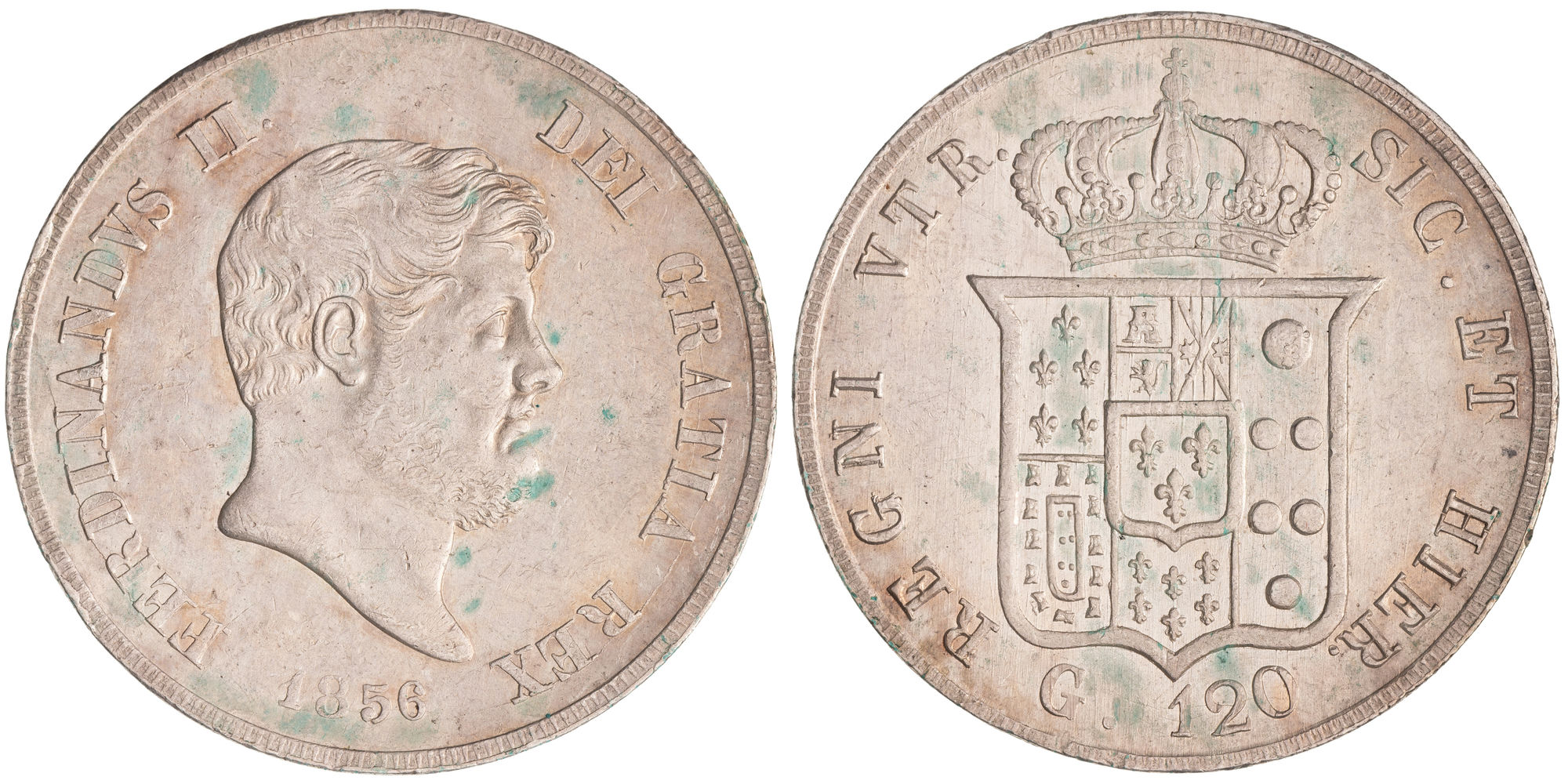 Italian States, Ferdinand II, Kingdom of the Two Sicilies, One Hundred and Twenty Grana, 1856, EF