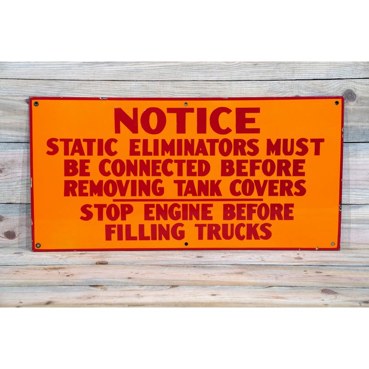 Shell Notice Static Eliminators Single Sided Porcelain Sign TAC 8.25