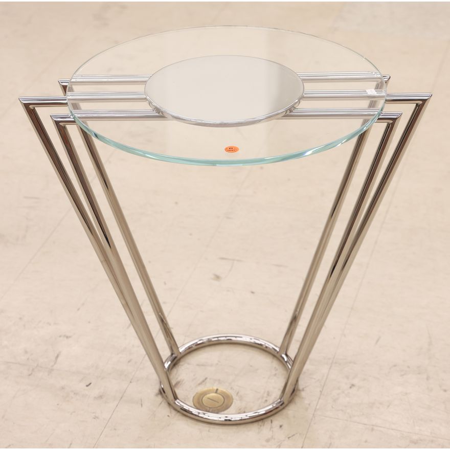 Brueton RKO Chrome Glass Top Side Table 21''x24'' - Art Deco, Jay Spectre