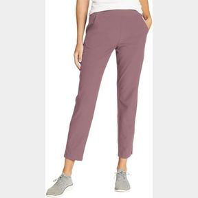 Eddie Bauer Travel Pants Women - Lightweight Elastic Waistband Ankle Pants (Pink, XL)