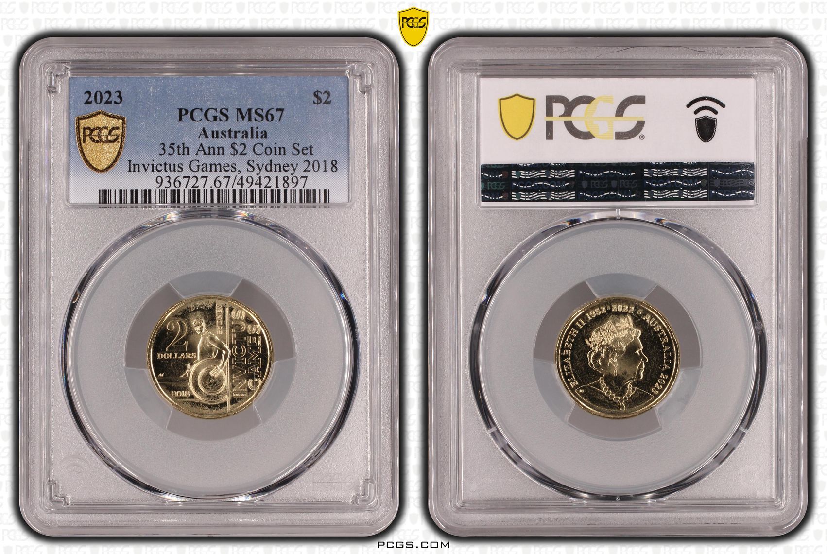 35th Ann $2 Coin SetInvictus Games, Sydney 2018, Two Dollar, 2023, PCGS MS67