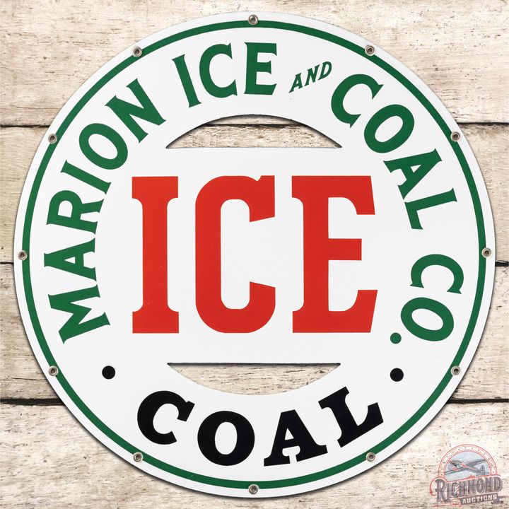Marion Ice and Coal Co. Die Cut SS Porcelain Sign