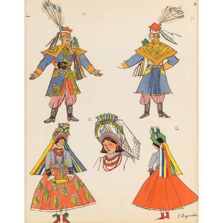 Zofia Stryjeńska | Krakowiak i krakowianka -stroje weselne, 1939 r.