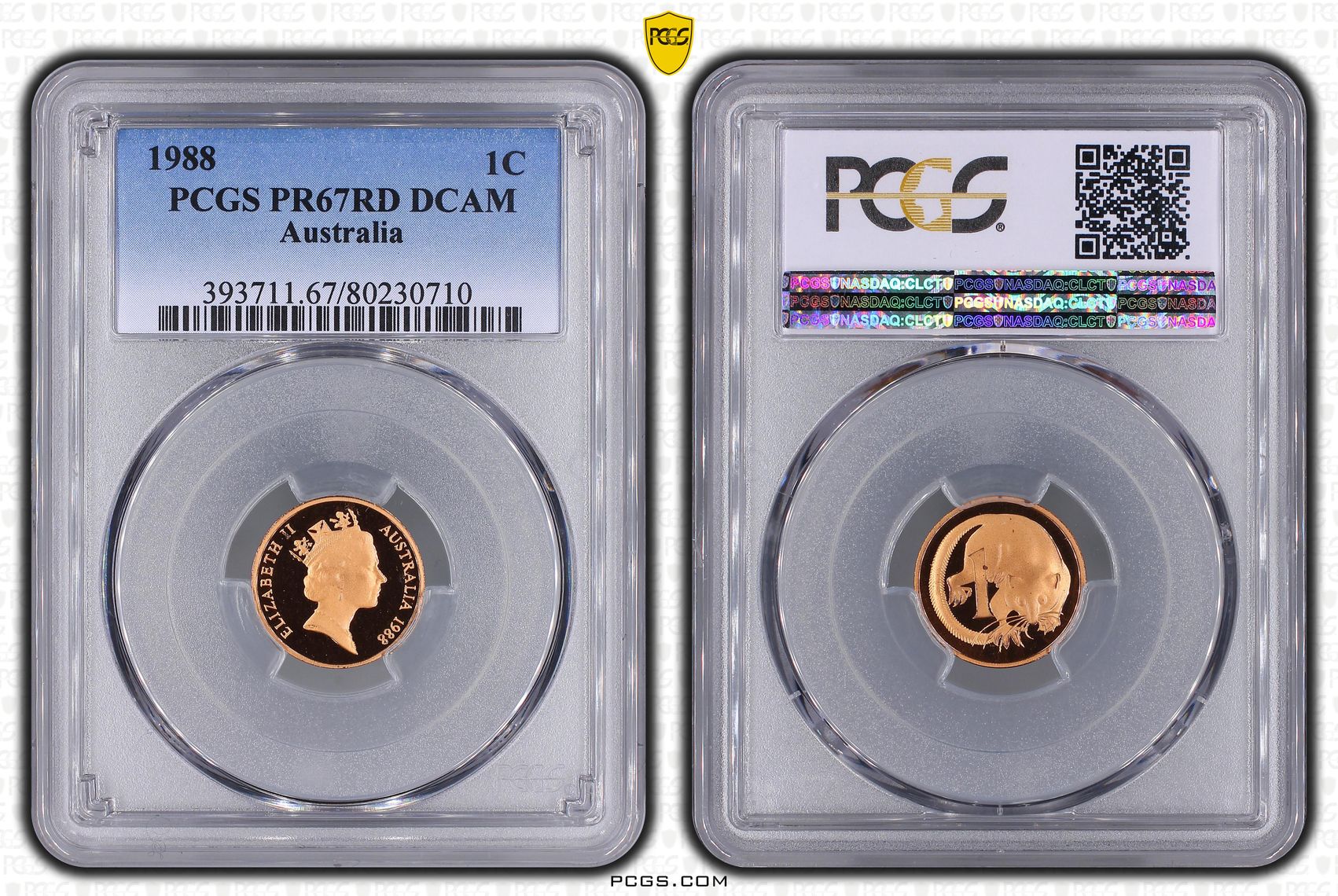 Elizabeth II, One Cent, 1988, PCGS PR67DCAM