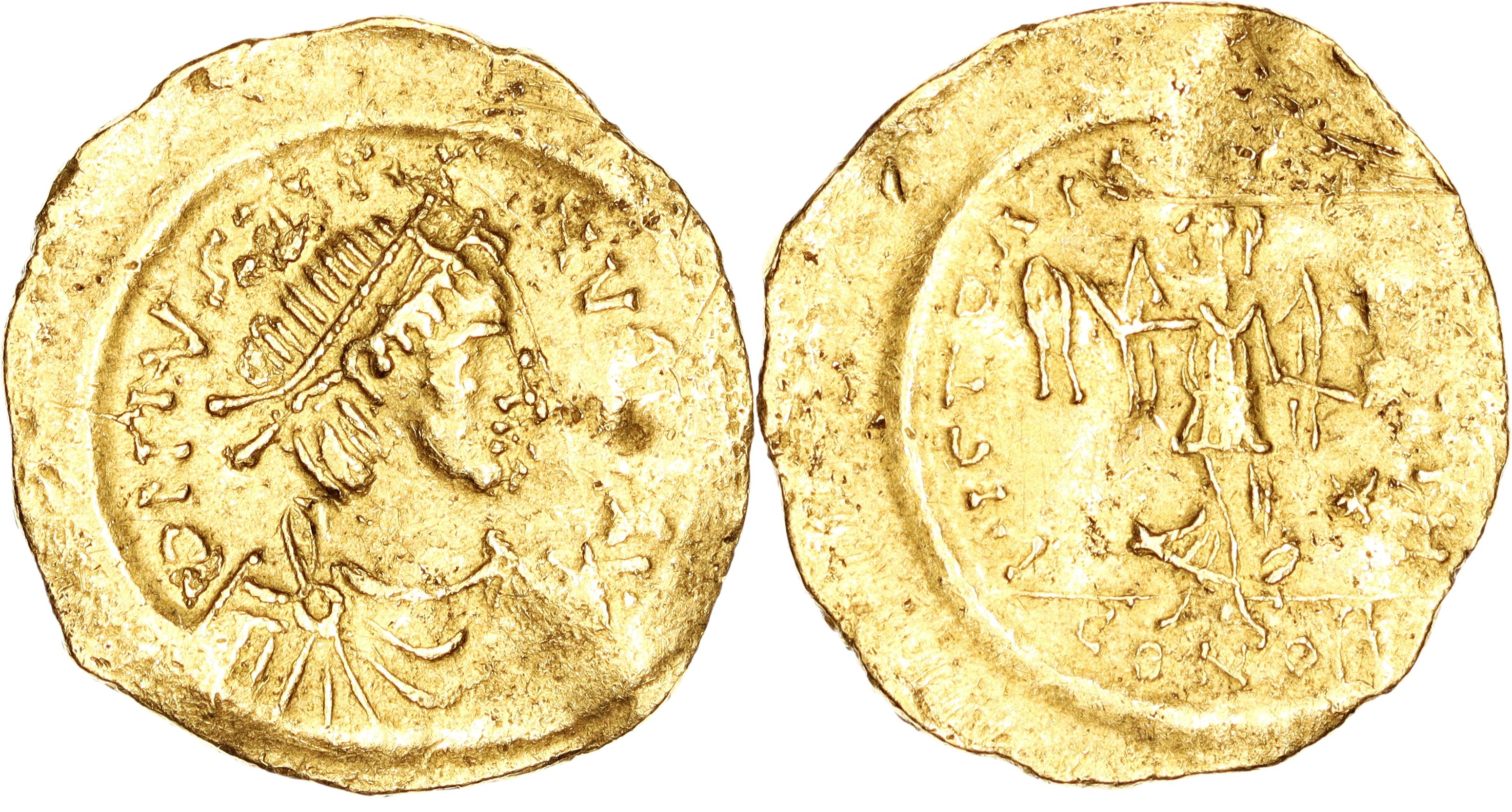 Byzantine Empire, Justin II, Gold Tremissis, 565-578 AD, nVF