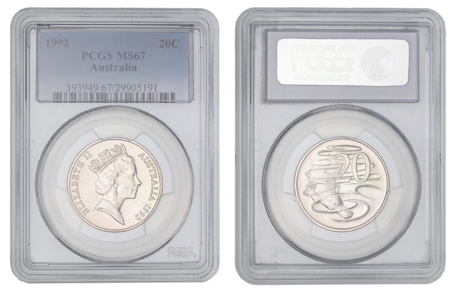 Elizabeth II, Twenty Cent, 1992, PCGS MS67