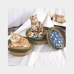 Hunter Cat Bed Basket Rope Graz Indoor Handcrafted 50cm Grey |