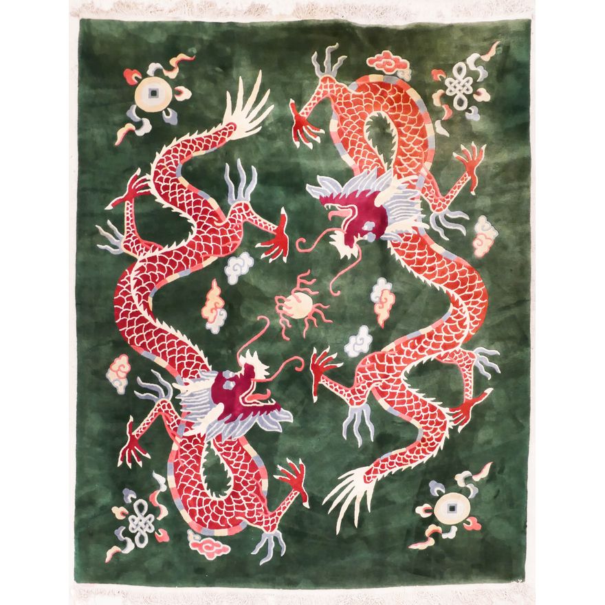 Chinese Imperial Dragon Wool Rug 9'x12'