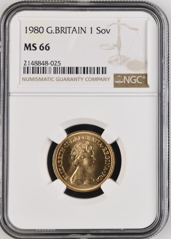 1980 Gold Sovereign NGC MS 66 | The Coin Cabinet Auctions