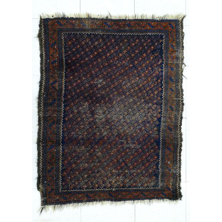 Antique Beluch Oriental Small Rug 3'4''x2'8'' - Heavy wear