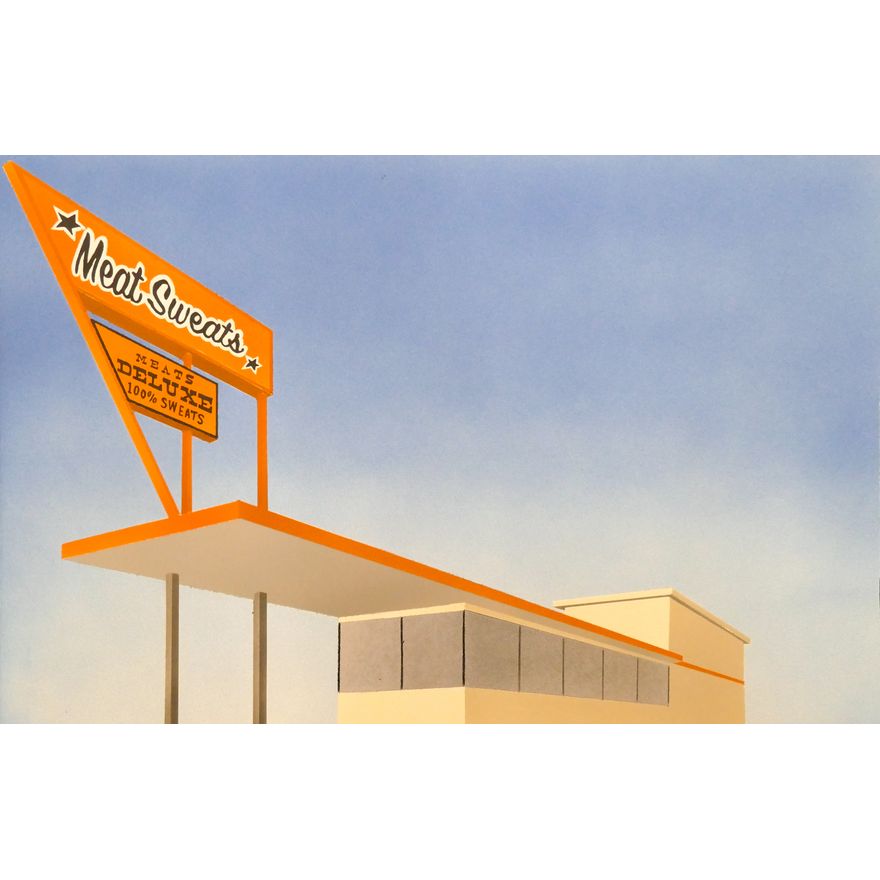 Kelsey Helland 'Meat Sweats Ruscha on Broadway (Dick's)' Airbrush Painting, 2021