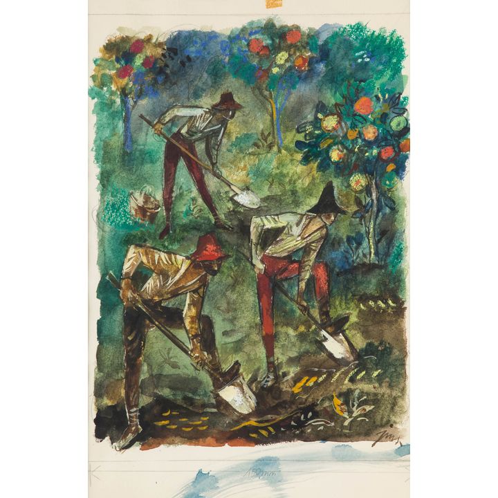 Jan Marcin Szancer | Ilustracja do książki "Przez różową szybkę. Łopata Piotrusia-ogrodniczka", 1966 r.