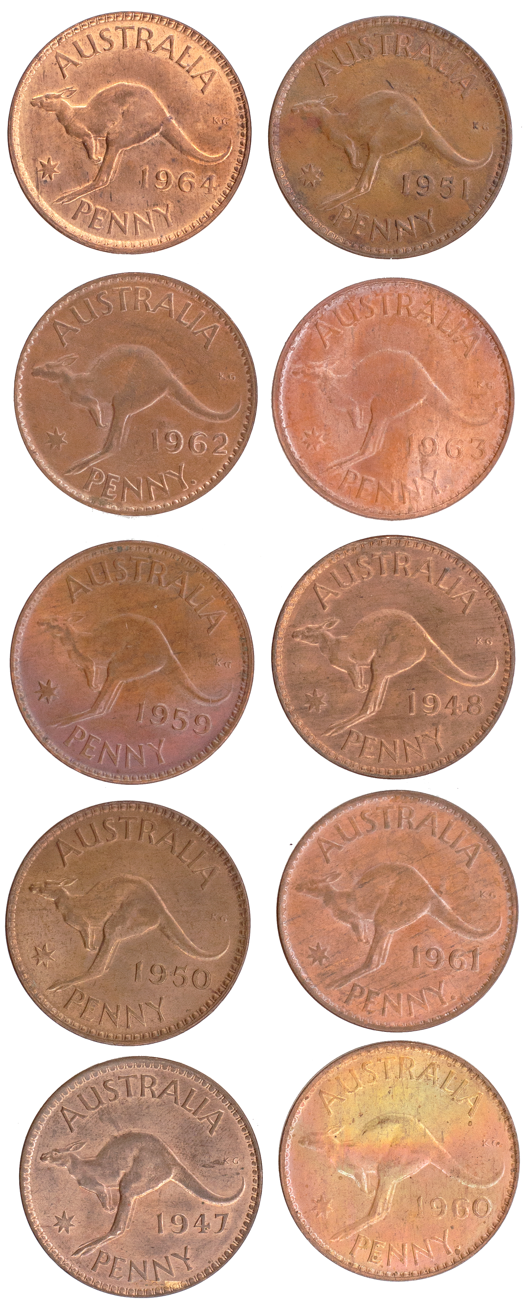 George VI - Elizabeth II, Penny, 1947 - 1964, UNC - CHU