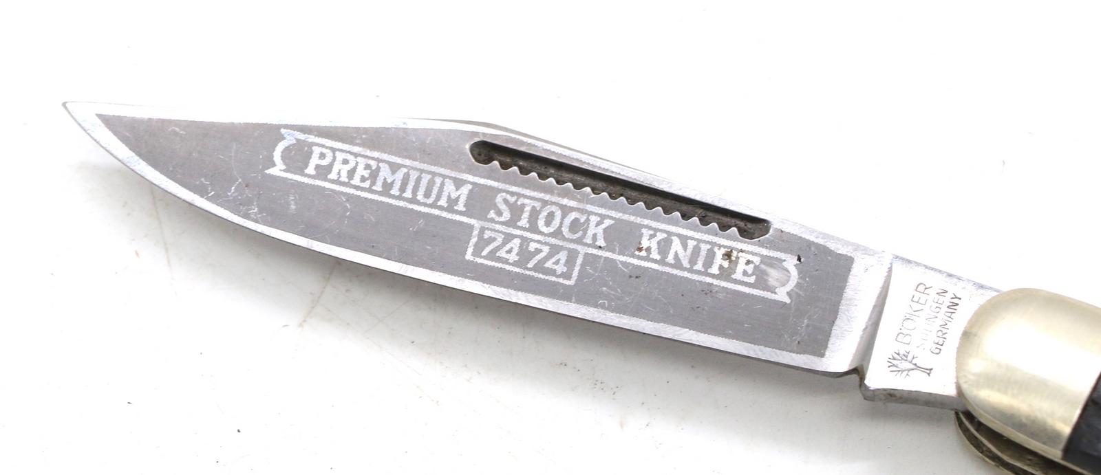 Vintage BOKER Solingen 7474 Premium Stock Knife Carbon Steel
