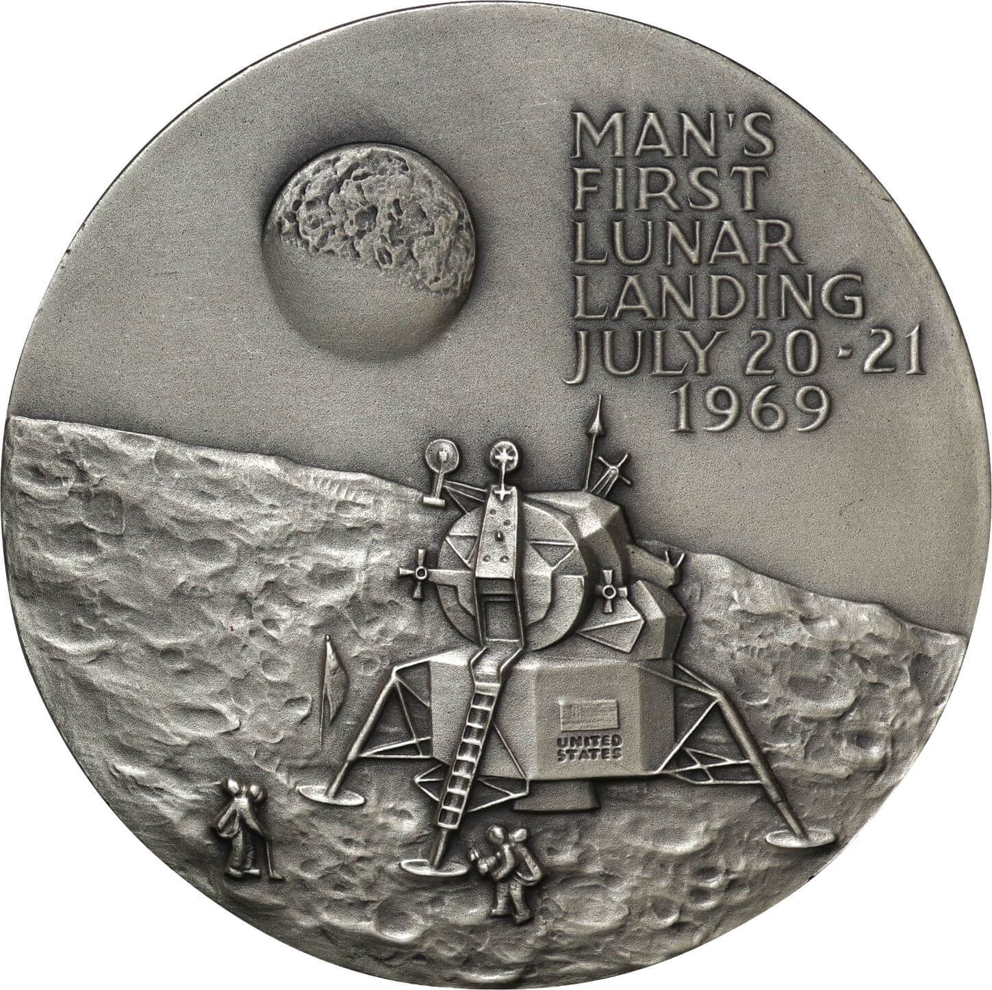 アメリカ-USA. 1969. 未使用. UNC. Silver. アポロ11号 月面着陸記念 純銀メダル 昭和44年(1969年). The Apollo  11:Moon Landing Si... | Taisei Auction
