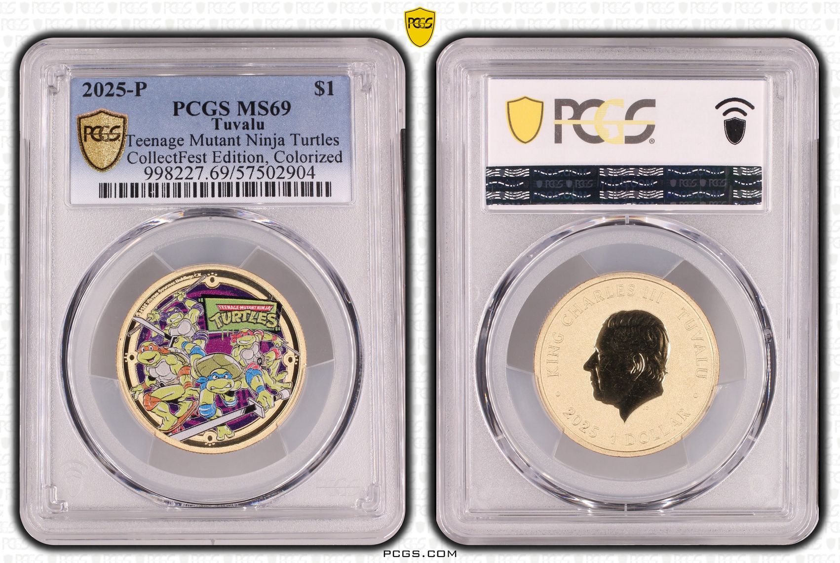 Tuvalu, Teenage Mutant Ninja Turtles CollectFest Edition, Colourised, POP 8/0, One Dollar, 2025-P, PCGS MS69