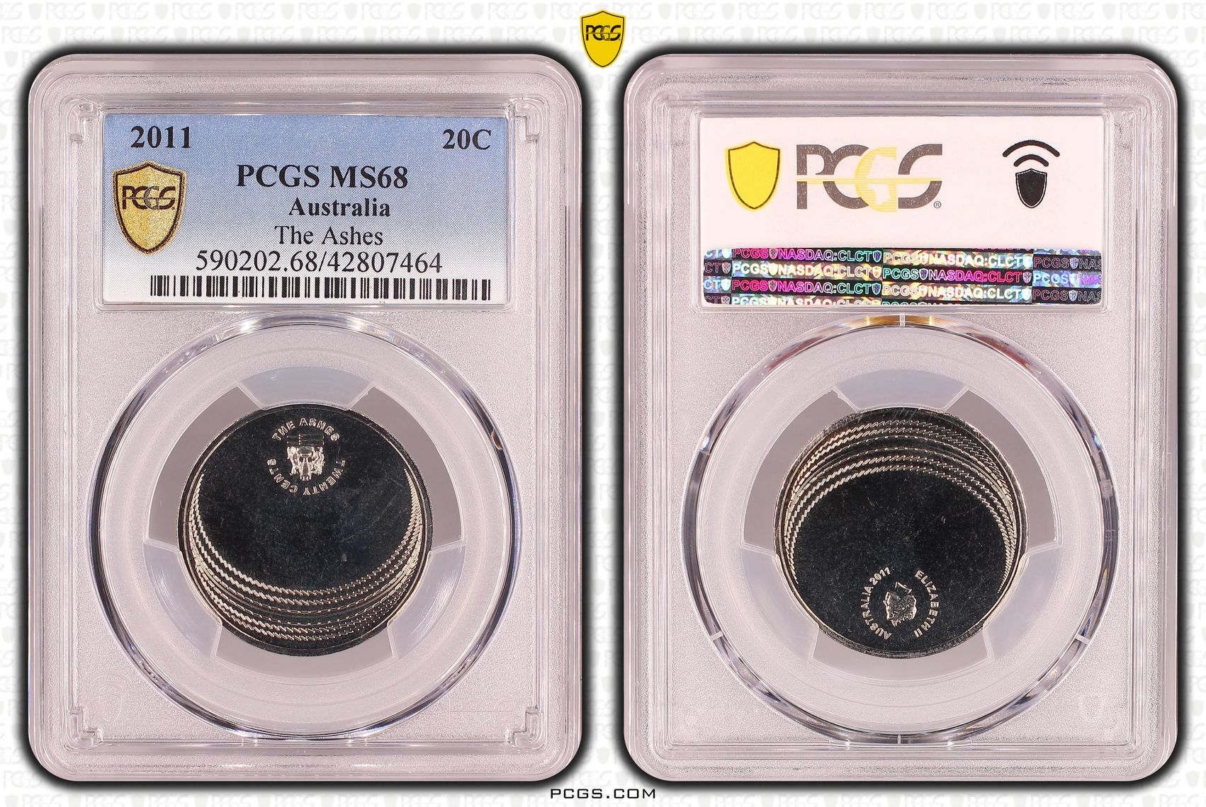 2011 Australia Twenty Cent, 20c The Ashes PCGS - MS68 -464