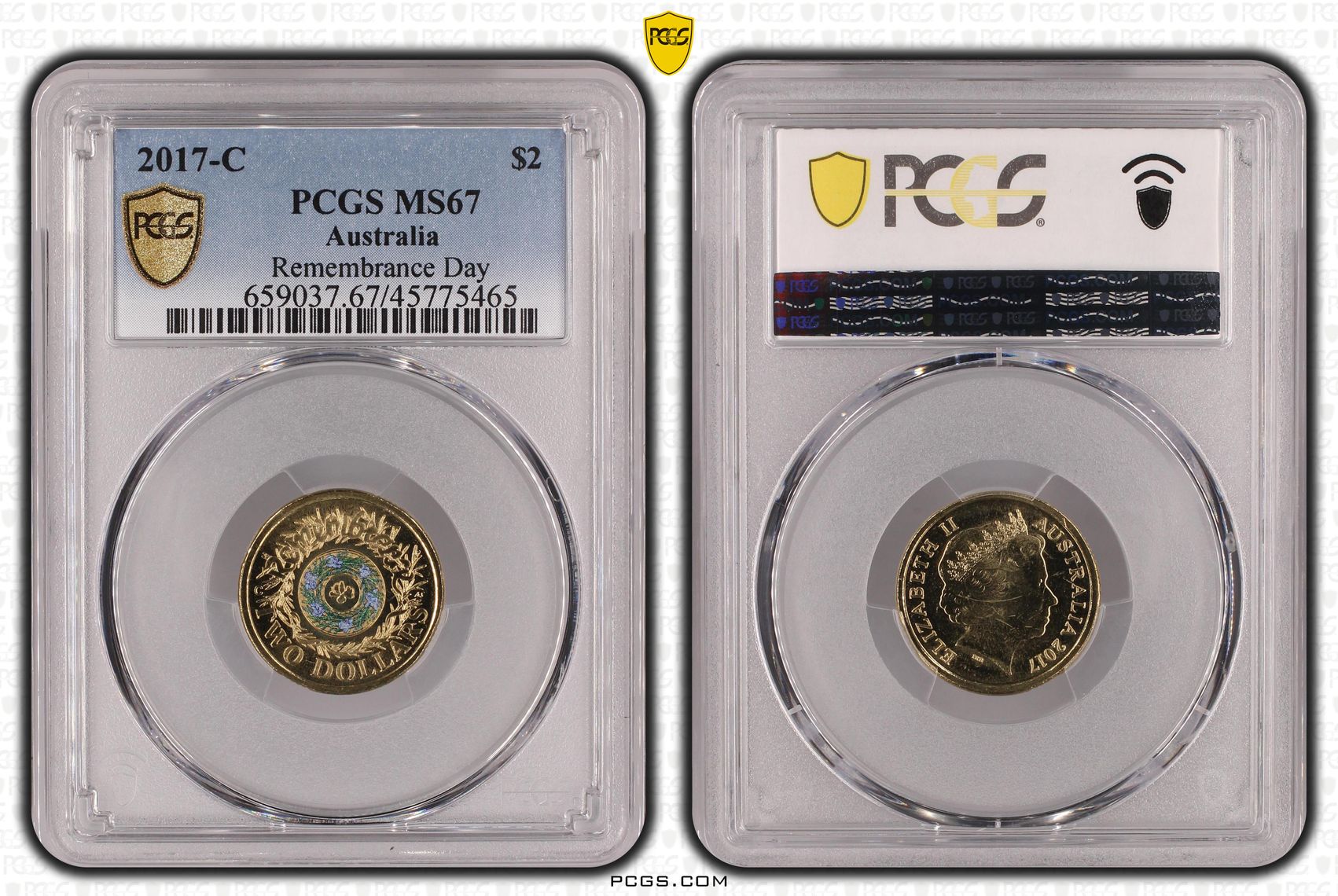 Elizabeth II, Remembrance Day, Two Dollar, 2017-C, PCGS MS67