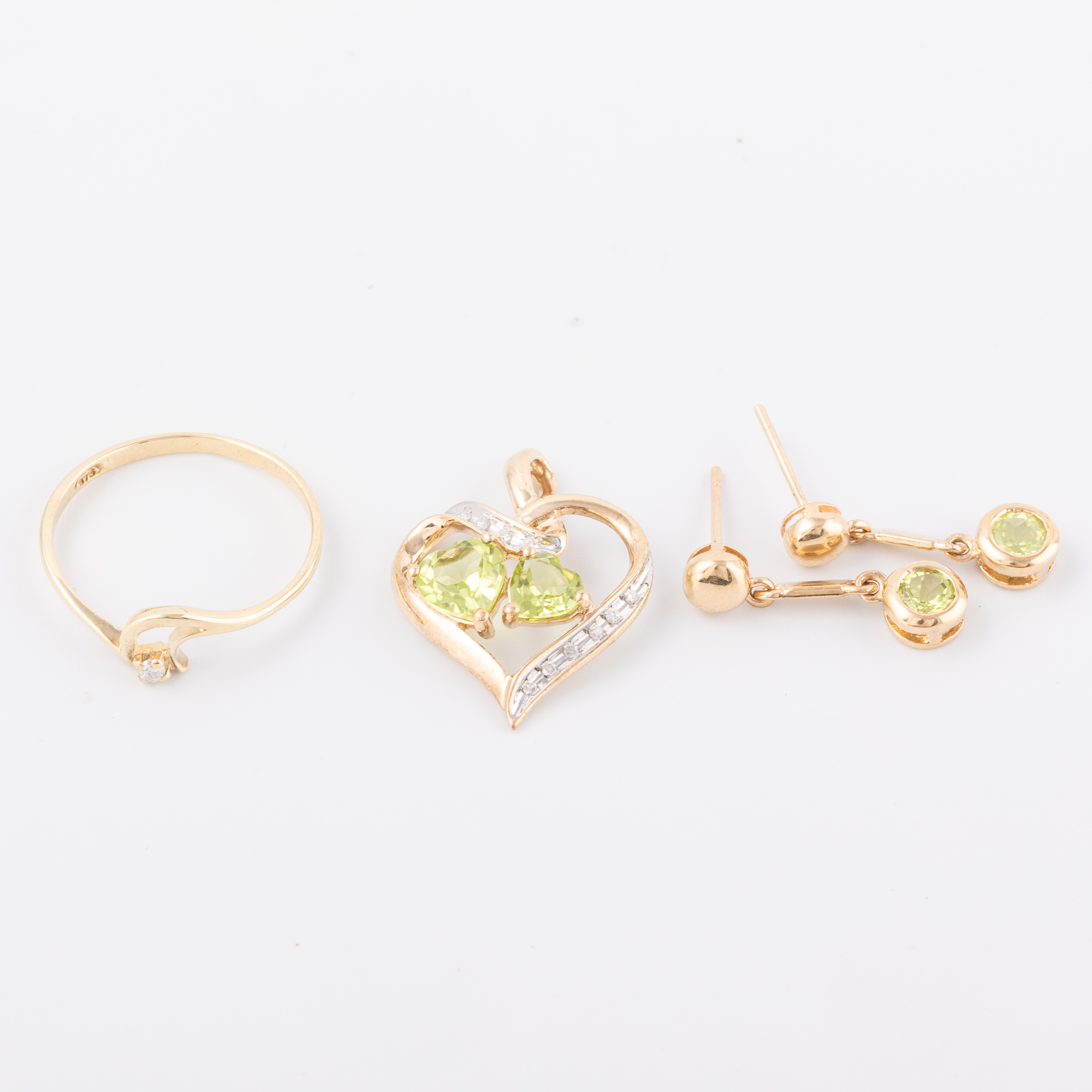 Peridot Earring, Pendant & Diamond Ring Set