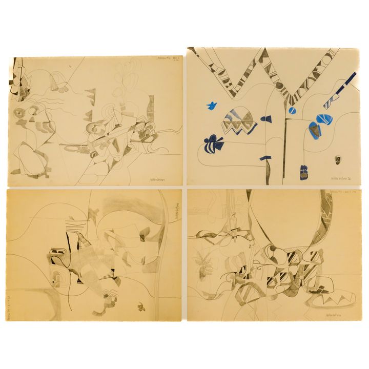 4pc Milton Wilson 1970s Benton Series Pencil on Paper