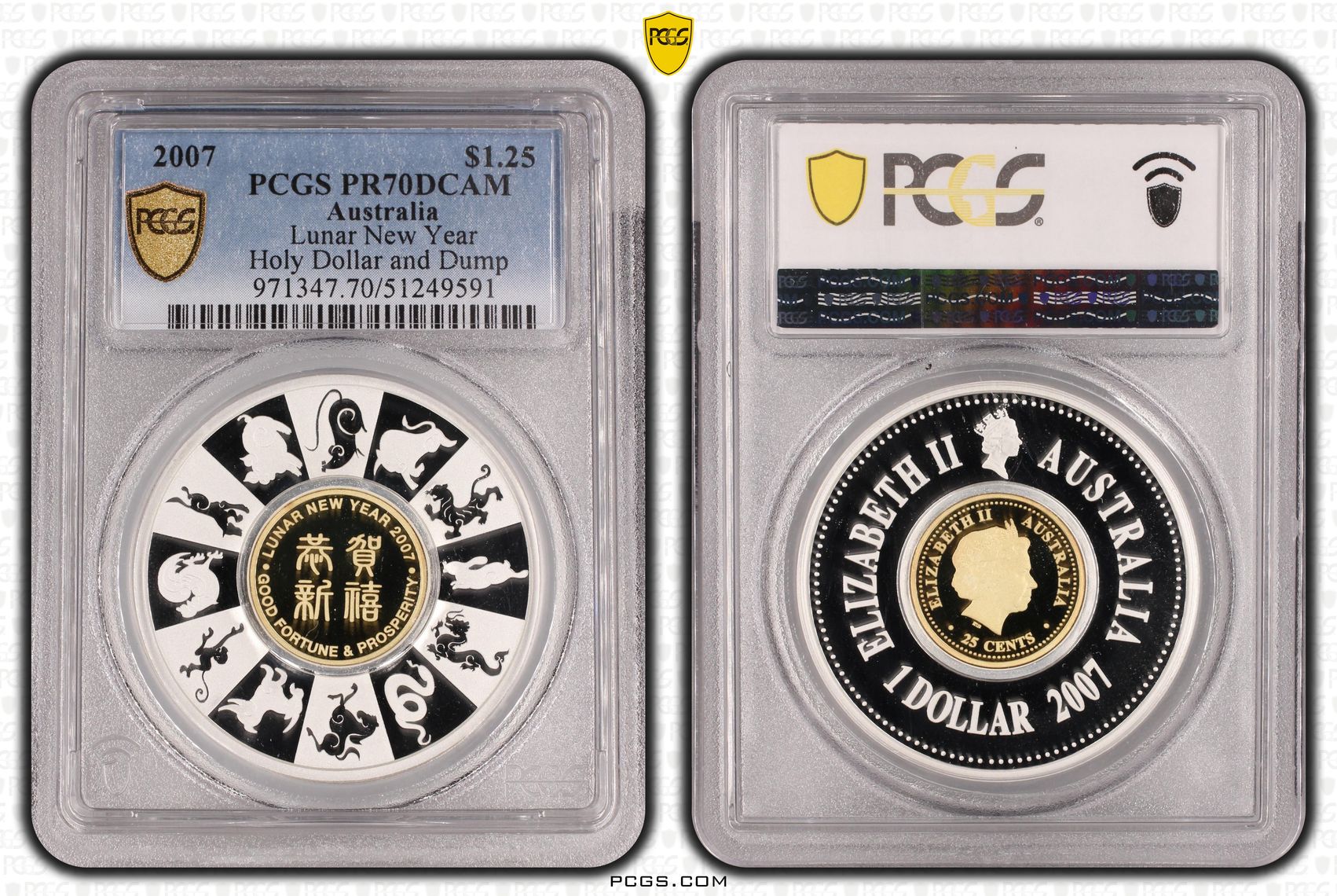 Lunar New Year Holy Dollar and Dump POP 1/0, One Dollar and Twenty Five Cent, 2007, PCGS PR70DCAM