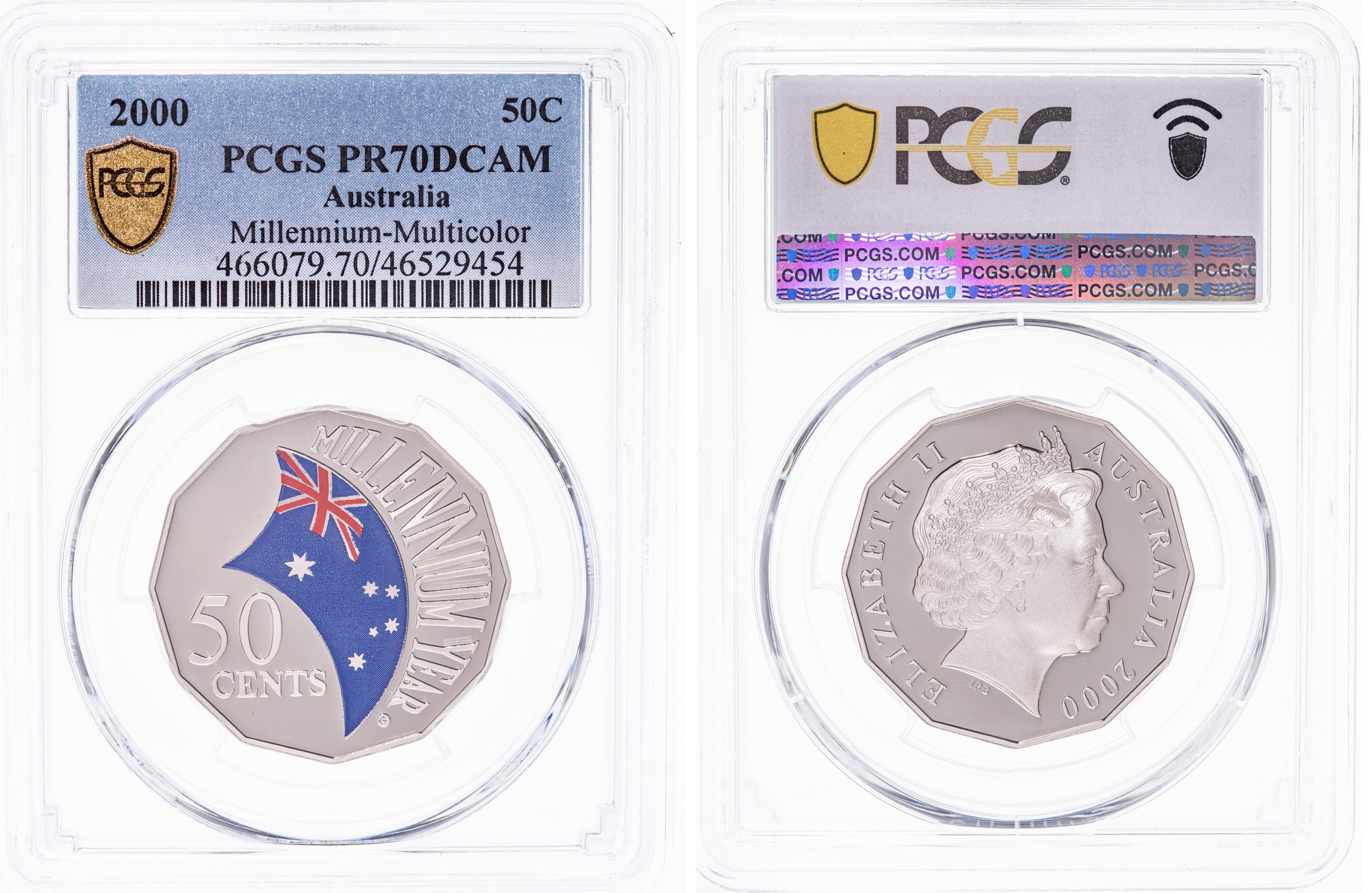 Elizabeth II, Millennium-Multicolor, Fifty Cent, 2000, PCGS PR 70DCAM