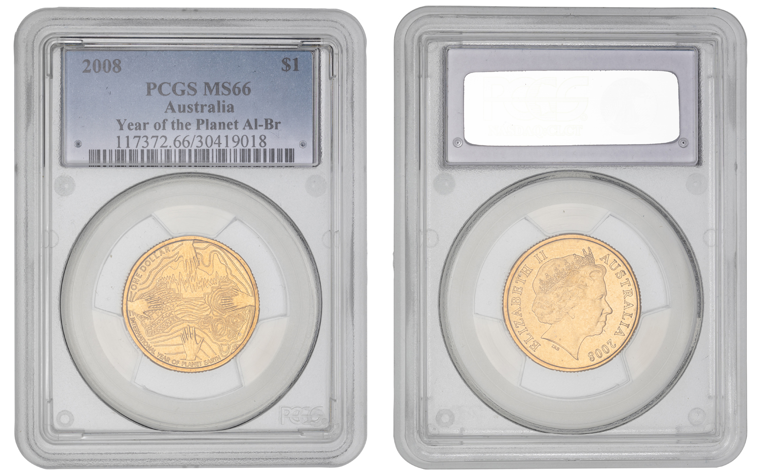 Elizabeth II, Year of the Planet Al-Bronze, One Dollar, 2008, PCGS MS66